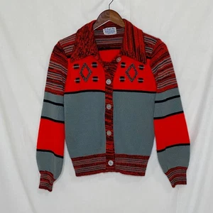 Tribal Knit Mock Sweater Set Size Small Acrylic Made in Korea Vintage 1980s - Picture 1 of 7