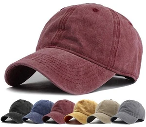 Men Women Washed Distressed Twill Baseball Cap Vintage Adjustable Dad Hat - Picture 1 of 7
