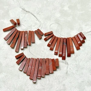 Red Jasper Gemstone Graduated Fan Bead Set x3 for Jewelry Making - Picture 1 of 4