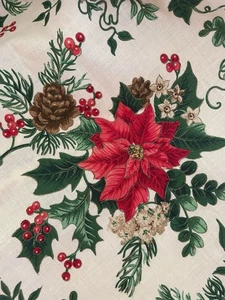 VIP CranstonJoan Messmore Christmas Poinsettia Fabric White Background 2.5 Yards - Picture 1 of 7