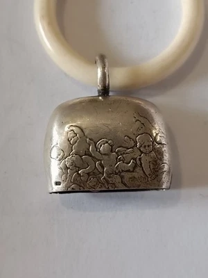 Collection Hochet Ancien Bébé Argent Poinçon Art nouveau/déco Berceau Chérubins - Photo 1/4