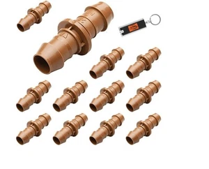 12 Pack RainBird Drip Line Irrigation Fittings for 1/2” Drip Line Hose Tubing... - Picture 1 of 9