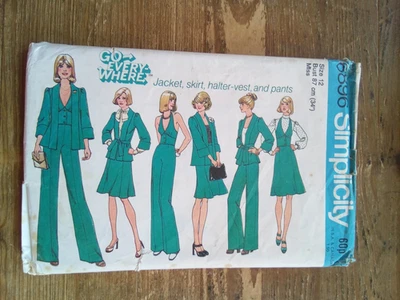 6896 Jacket Halter Top Skirt Pants Sz 12 Used Vintage Simplicity Sewing Pattern - Image 1 of 2