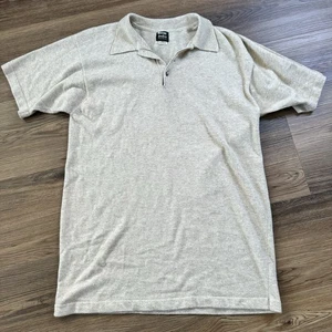 Neiman Marcus 100% Kaschmir Kurzarm Poloshirt Pullover Herren Large* Beige - Bild 1 von 8