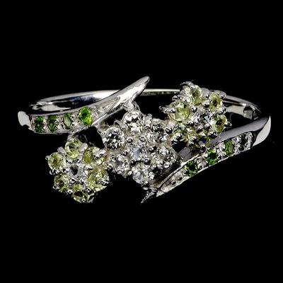 925 Sterlingsilber Ring Rund Topas Chrom Diopsid Peridot Edelstein Schmuck 9 - Bild 1 von 4