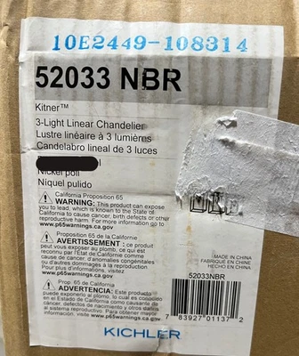 Kichler Kitner 42 pol. Candelabro linear 3 luzes preto e latão natural 52033NBR - Imagem 1 de 4