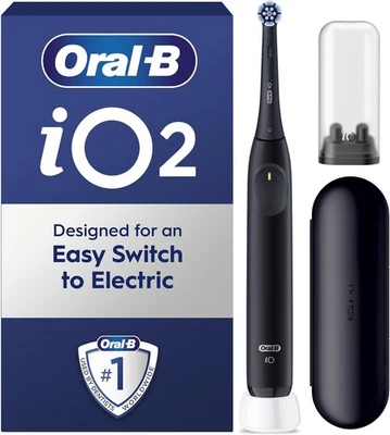 Oral-B iO2 Simple BLACK Electric Toothbrush, 1 Toothbrush Head, FREE DEL
