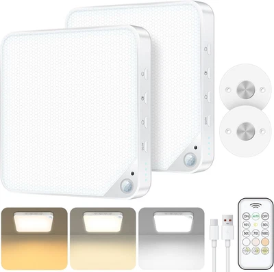 Rechargeable 6W Motion Sensor Ceiling Light Indoor, No Wiring & Magnetic Stick o - Image 1 of 4