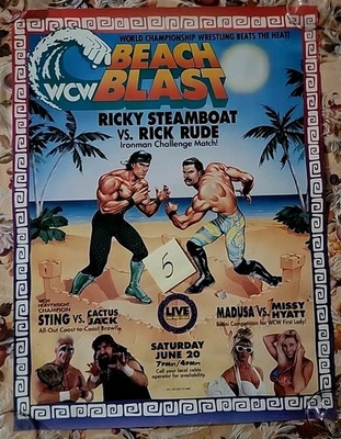 VINTAGE 1992 WCW BEACH BLAST POSTER ORIGINAL POSTER WWF WWE HASBRO LJN - Image 1 of 4