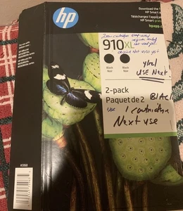 ORYGINALNE WKŁADY ATRAMENTOWE HP 910XL 2-PAK CZARNE (3JB42BN) Exp 09/26 - pudełko uszkodzone - Zdjęcie 1 z 9