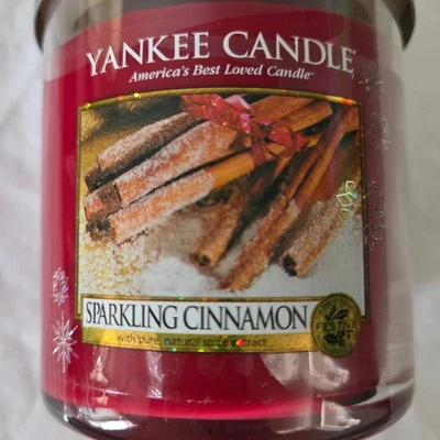 Yankee Candle Sparkling Cinnamon Small Jar Candle Holiday Scent Fall Winter - Image 1 of 4