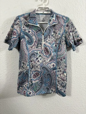 Kerrits Shirt Womens Small Blue Purple Paisley Equestrian Quarter Zip Riding - Image 1 of 4