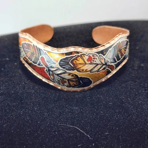 Pulsera brazalete ajustable colorida pluma de cobre inspirada en nativos - Imagen 1 de 6