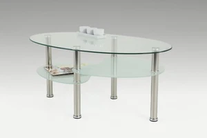 Couchtisch Beistelltisch - Saly - 90x55 cm Klarglas / Chrom - Bild 1 von 2