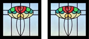 Mackintosh Rose Floral Antique English Stained Glass Windows - Picture 1 of 1