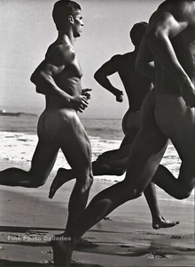 1987 Vintage BRUCE WEBER Male Nude Men Running Beach Jog LARGE Photo Engraving - Picture 1 of 1