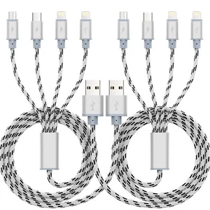 2Pack Multi Charging Cable 3.5A, 10Ft 4 in 1 Long Multiple Fast Charger Cable... - Picture 1 of 7