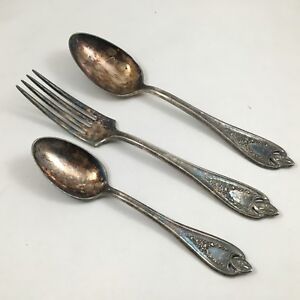 1847 Rogers Bros XS Triple Silverplate Old Colony Fork and Spoons 3 Pieces