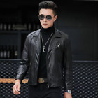 Mens Pu Motorcycle Short Coat Slim Fit Korean Style Suit Collar Leather Jacket