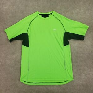 Avia Running Shirt Mens Medium Green Black Mesh Short Sleeve Tennis Activewear