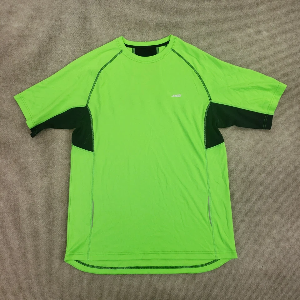 Avia Running Shirt Mens Medium Green Black Mesh Short Sleeve Tennis Activewear - Image 1 of 4