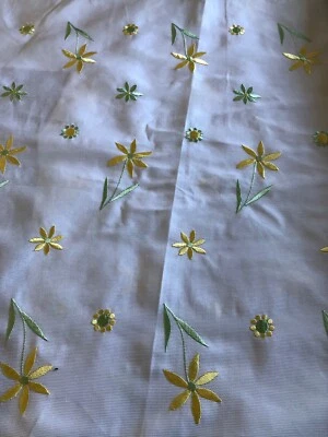 7 1/2 YDS Allover White floral rayon embroidered on cotton picket - Image 1 of 4