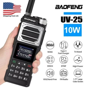 Baofeng UV-25 10W Tri Band Walkie Talkie Wireless Copy Frequency NOAA Ham Radios - Picture 1 of 12