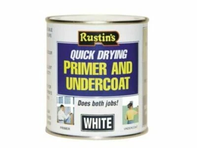 Rustins Quick Drying Primer Undercoat Wood MDF White Paint Base 250ml-1L - Image 1 of 3
