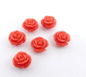 12 MM Red Coral Carving Flower Shape Lot Loose Gemstone 48.7 Cts 10 Pcs P-637 - Picture 1 of 2
