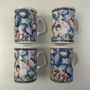 4 Vintage Iris Flower Pattern Mugs - Duchess Fine Bone China Made In England - Picture 1 of 15