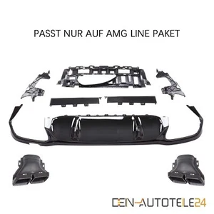 Heckdiffusor Endrohr Doppel Auspuff für Mercedes W213 S213 schwarz - Picture 1 of 6
