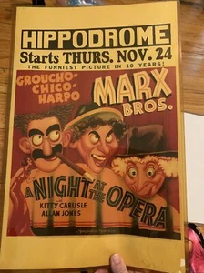 EINE NACHT IN DER OPER Filmplakat 11 x 17 Groucho Marx, Chico Marx, Harpo Marx B - Bild 1 von 2