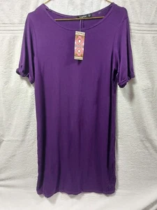 Boohoo purple plum Turn Back Cuff Shift T-shirt dress size 8 bnwt - Picture 1 of 6