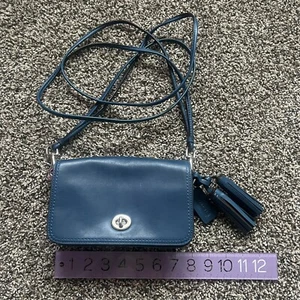 Coach Legacy Leather Medium Blue Penny Crossbody Purse 19914 Tassel Dinky 1941 - Picture 1 of 8