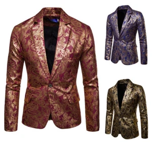 Men's Formal Wedding Blazer Suit Printing Jacket Coat Party Tuxedo Dinner Coats - Picture 1 of 22