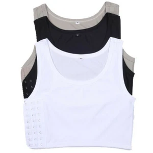 Short Chest Breast Vest Breathable Buckle Binder Trans Lesbian Cosplay Sport Top - Picture 1 of 15
