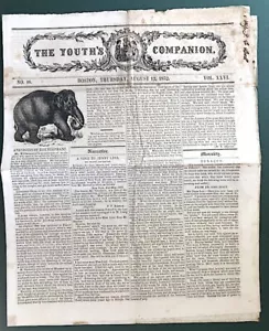 Vintage AUG. 12, 1852 Art THE YOUTH'S COMPANION Children's Newspaper Magazine - Bild 1 von 2