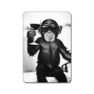 Mono con vino tinto - Lindas gafas de sol divertidas para animales de cocina - Imán - Imagen 1 de 2