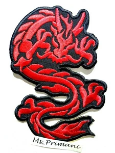 Bestickter roter chinesischer Drache Aufnäher Bügelbild/Aufnähen Jacke Jeans Biker Abzeichen  - Bild 1 von 2