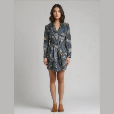 Gabardina Anthropologie Solitaire para mujer grande gris cachemira con cinturón imitación gamuza Foto 1 de 4