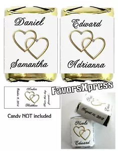 300 GOLD WEDDING FAVORS LINKING HEARTS CANDY WRAPPERS FAVORS - Picture 1 of 4