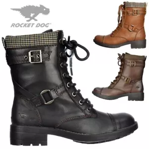 Women's Rocket Dog Thunder Combat Military Ankle Boots Lace Up with Block Heel - Picture 1 of 46