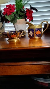 caverswall china cream and sugar set imari type pattern - Picture 1 of 5