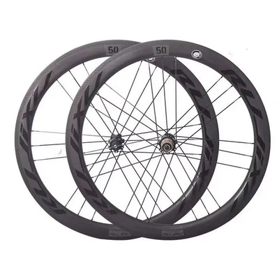 700C 45/50mm Depth Road Bike Wheelset Full Carbon Clincher/Tubeless Matte Finish - Image 1 of 4