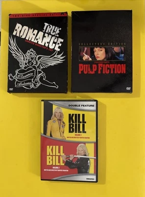 TRUE ROMANCE + PULP FICTION + KILL BILL VOL 1 & 2 (3 DVD 6 DISCS) VG+ FREE SHIP - Image 1 of 4