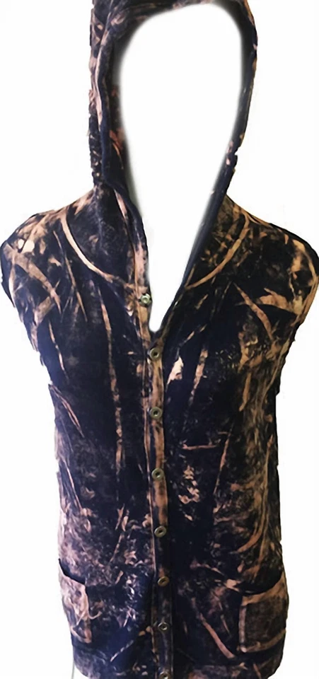 Angel Bleach Snap-Front Hoodie Vest Denim - Image 1 of 1