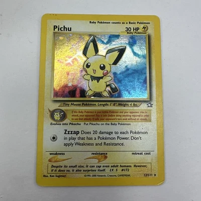 Pokémon TCG Pichu 12/111 Unlimited Holo Rare Neo Genesis Swirl - Image 1 of 4