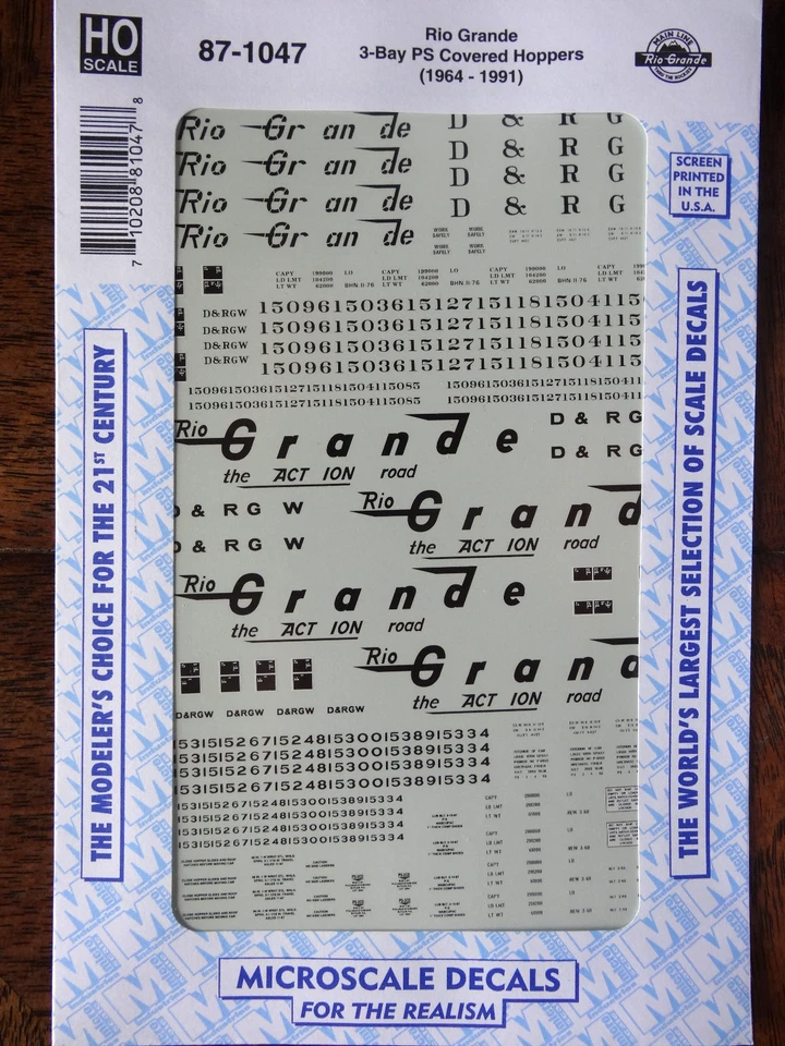 Calcomanía a microescala HO #87-1047 D&RGW tolvas cubiertas - tolva - cubierta - 3 bahías - Foto 1 de 1