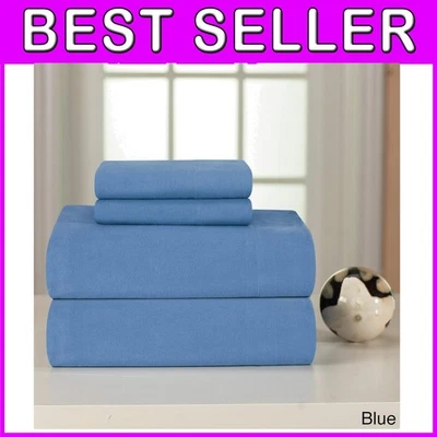 Ultra Soft Flannel Sheets in Blue - California King, Oeko-Tex Certified Comfort - Image 1 of 4