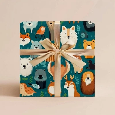 Jungle Wrapping Paper, Safari Animal Gift Wrap, Kids Birthday or Baby Shower - Image 1 of 4